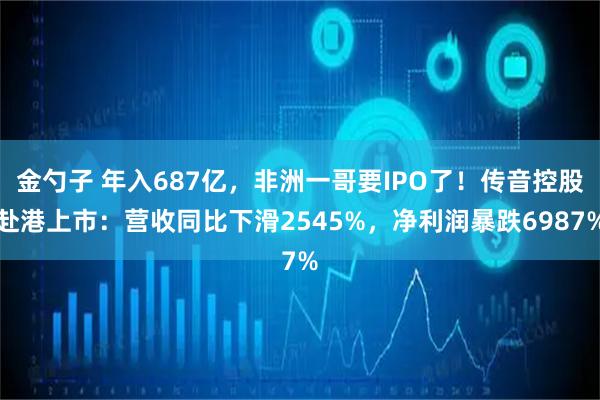 金勺子 年入687亿，非洲一哥要IPO了！传音控股赴港上市：营收同比下滑2545%，净利润暴跌6987%